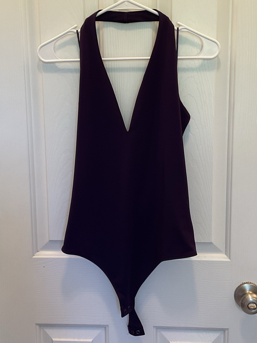 Express Purple Halter V-Neck Bodysuit